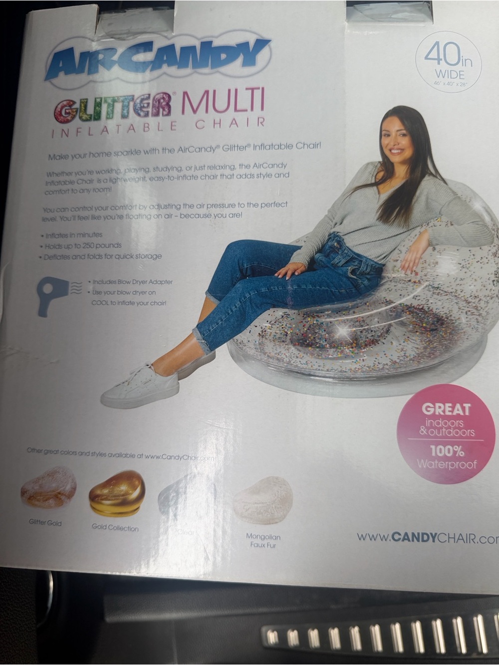 Air Candy Glitter Inflatable Chair -